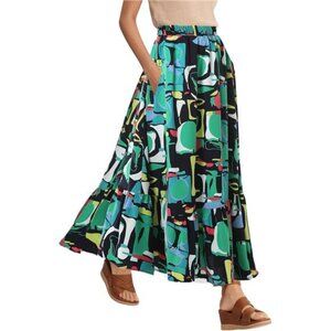 Women's Flowy Boho A-Line Pleated Maxi Skirt 02